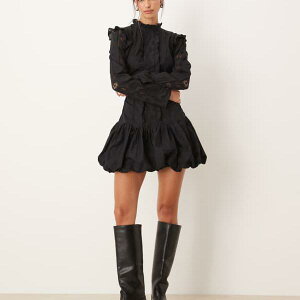 �G�C�\�X ASOS asos ASOS DESIGN�̃n�C�l�b�N�A�h���b�v�E�G�X�g�A�t�����A�p�t�X�J�[�g�t���~�j�h���X�i�u���b�N�j �����s�[�X ���f�B�[�X ���� �C���|�[�g�u�����h �������T�C�Y����傫���T