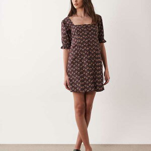 �~�X�Z���t���b�W Miss Selfridge �~�X�E�Z���t���b�W�̃{�^���t�����g�~�j�h���X�i�u���E���̉ԕ��v�����g�j �����s�[�X ���f�B�[�X ���� �C���|�[�g�u�����h �������T�C�Y����傫���T�C�Y