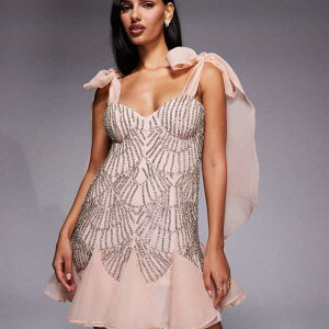 ASOS LUXE �I�[�K���U�f�ނ̃^�C�V�����_�[�����~�j�h���X�i�s���N�j �����s�[�X ���f�B�[�X ���� �C���|�[�g�u�����h �������T�C�Y����傫���T�C�Y�܂�