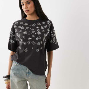 �~�X�Z���t���b�W Miss Selfridge �~�X�E�Z���t���b�W�̑����t���I�[�o�[�T�C�YT�V���c�i�`���R�[���O���[�j �g�b�v�X ���f�B�[�X ���� �C���|�[�g�u�����h �������T�C�Y����傫���T�C�Y�܂�