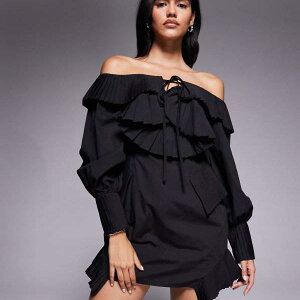 ASOS LUXE �ݕt���~�j�h���X�i�u���b�N�j �����s�[�X ���f�B�[�X ���� �C���|�[�g�u�����h �������T�C�Y����傫���T�C�Y�܂�