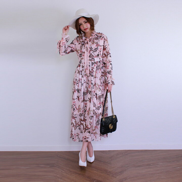 楽天市場 セレクトショップdiva シフォン 花柄 フリル ハイネック 袖付きワンピース ミモレ丈 マキシワンピース 長袖 ドレスワンピース イベント 結婚式 お呼ばれ 二次会 レトロ ワンピース 大人可愛い キャバ嬢 私服 セレクトショップ Diva