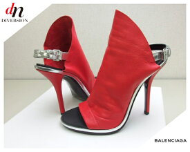 BALENCIAGA バレンシアガ Leather Glove Sandals レザー オープントゥ ピンヒール サンダル RED 38 【中古】 DN-2025