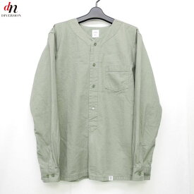 16SS BEDWIN & THE HEARTBREAKERS ベドウィン&ザ ハートブレイカーズ L/S MILITARY PULLOVER SHIRT 長袖 ミリタリー ノーカラーシャツ OLIVE 3 【中古】 DNS-1053