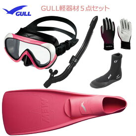 GULL(ガル）軽器材5点セットココ（COCO)マスク 一眼マスクレイラドライSP　シュノーケル（GS-3164）（MEW）ミューフィン　ミューブーツ2　グローブダイビング　スノーケリング