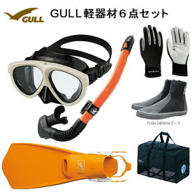 GULL(ガル）軽器材6点セットMANTIS5(マンティスファイブ)（GM-1036)カナールステイブル(GS-3172)レイラステイブル（GS-3174）ブラック/ホワイトシリコンミュー・サイファーフィン ブーツ（DB-3014) グローブ バッグダイビング軽器材