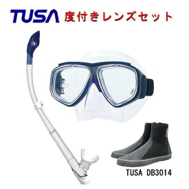 TUSA(ツサ） 度付きレンズ軽器材3点セットスプレンダイブ2 M-7500AQUALUNG アクアラング ヴァリオスノーケルTUSA ロングブーツスキューバダイビング・シュノーケリング