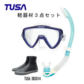 TUSA ツサ 軽器材3点セットヴィジオウノ マスク M-19US-TUSA プラチナ2 スノーケルロングブーツスキューバダイビング シュノーケリング