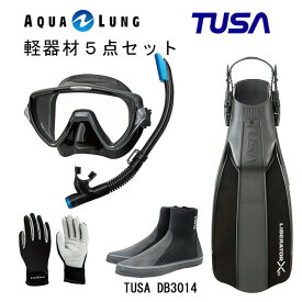 TUSA ツサ 軽器材5点セットヴィジオウノ マスク ブラックシリコン M-19QBインプレックス ハイパードライsp461qb/インプレックス ハイパードライ ミニsp451qb スノーケルリブレーターテン フィンロングブーツアクアラング マリングローブ