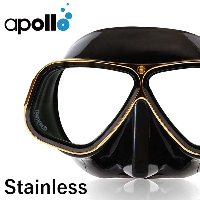 《ポイント3倍UP》 ダイビング マスク アポロ apollo バイオメタルマスク pro ゴールド bio metal mask 二眼 水中マスク スキューバダイビング フリーダイビング シュノーケリング シリコン スキューバ