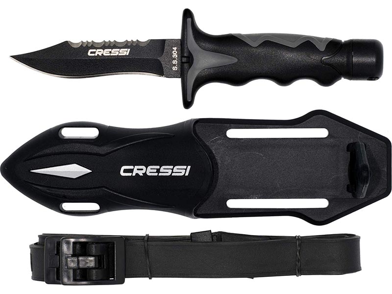 CRESSI クレッシィ 本物 PREDATOR プレデター ナイフ 全長:180mm BRC554500 メーカー公式ショップ 420ステンレス スキューバダイビング 小型ナイフ ダイバーナイフ ブラックコーティング