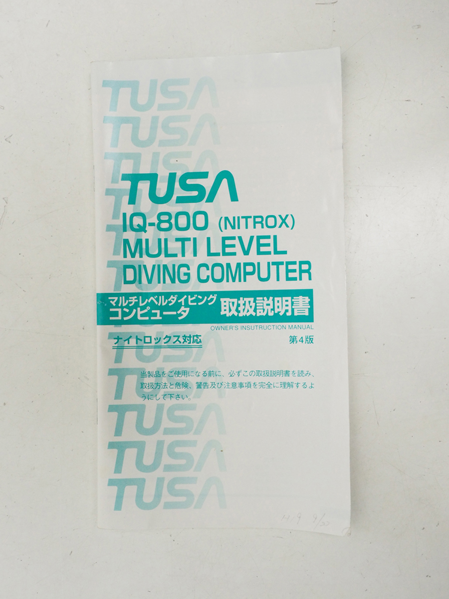USED TUSA IQ-800 初売り RY33307 マルチレベルダイビングコンピュータ用取扱説明書 おトク