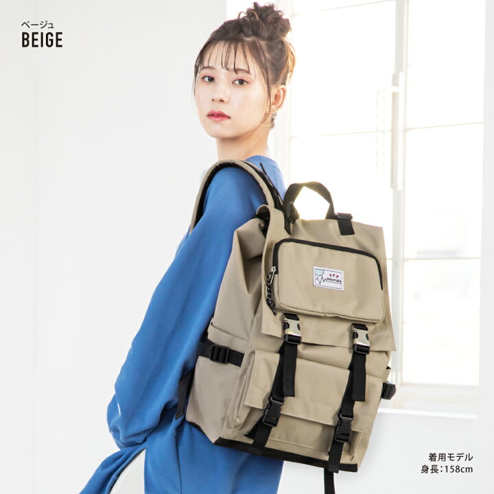 楽天市場 アヴェンチュラ リュック リュックサック フラップリュック 撥水 ナイロン 大容量 ベルト付き 背面 ファスナー l 黒 女子 男子 男女兼用 高校生 中学生 ユニセックス レディース 女性 メンズ 男性 大人 大学生 習い事 かわいい 可愛い おしゃれ 人気