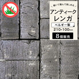 レンガ ブロック 210×100×65mm 8個セット ベルギー産 DIY アンティークレンガ エクステリア 庭 アプローチ 花壇 暖炉 敷石 ガーデニング 外構 黒炭色 【アンテブリック 958 エステートへレン 8個販売】※代引き不可・メーカー直送品