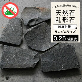 乱形石 黒 石材 天然石 乱貼り アプローチ 敷石 飛び石 置くだけ DIY 庭 雑草対策　ブラック【ピエドラシリーズ ジャワ鉄平石 ミックスブラック 約0.25平米分】