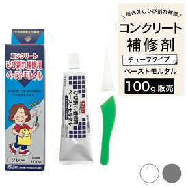 補修材 コンクリート補修 ひび割れ 壁 土間 床 一液タイプ アクリルエマルジョン系【チューブタイプ ペーストモルタル 100g ホワイト/グレー】