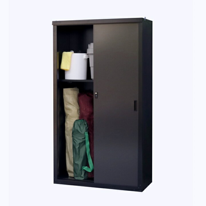 楽天市場】物置 収納庫 スチール 倉庫 ブラック/アッシュグレー 幅89cm 