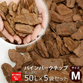 【5%OFFクーポン6/11 1：59迄】パインバークチップ 50リットル Mサイズ 5袋セット （5平米分） マルチング ガーデン 園芸用土 業務用 庭