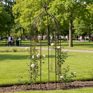 オベリスク ブロンズ (IF-N0035BRZ) アイアンハーフアーチ ガーデニング支柱 バラ アイビー ※北海道+3000円 【代引不可】