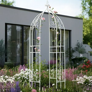 オベリスク ホワイト (IF-N0035WHT) アイアンハーフアーチ ガーデニング支柱 バラ アイビー ※北海道+3000円 【代引不可】