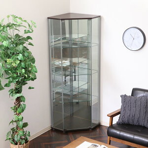 コレクションケース コーナータイプ 背面ミラー付き 幅52cm 高さ162cm 大型 (98846) ※北海道+5500円 推し活 ディスプレイ 【代引不可】