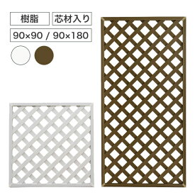 芯材入り 樹脂ラティス 90×90／90×180cm｜エルベ［カフェオレ／ミルク］目隠しフェンス・DIY・ウォールガーデニングにトレリス ガーデンフェンス ハンギングプランター 茶 白 ブラウン ホワイト 柵 仕切り パネル おしゃれ 【送料無料】