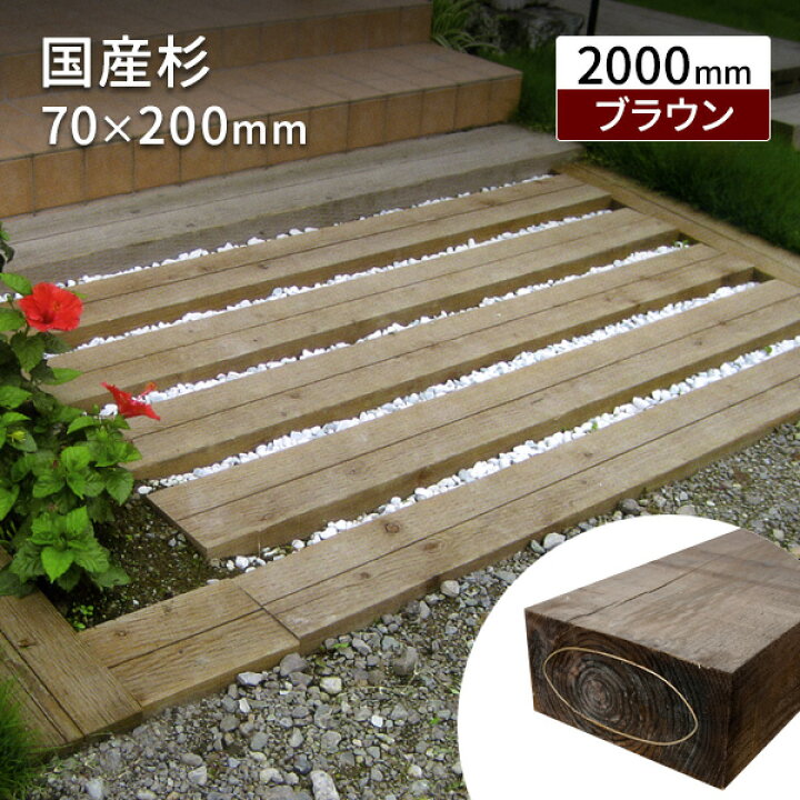 楽天市場】枕木 スギ 防腐 2m T70×W200×L2000mm (14.0kg) ブラウン 