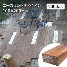 枕木 豪州産 新品 高耐久ユーカリレッドアイアン 100×約200×2000mm(約40kg) ガーデニング ウッドデッキ 土留 【要 荷下ろし手伝い】