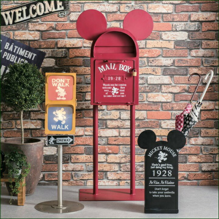 楽天市場 スタンドポスト 郵便ポスト ヴィンテージミッキー レッド Sd 6141 Rd 3800 メールボックス ディズニー ウッドデッキ エクステリア リーベ