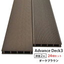 【送料無料】【24本セット】ウッドデッキ 人工木 アドバンスデッキ3 床材 25×140×2000mm (108kg) 中空/ダークブラウ…