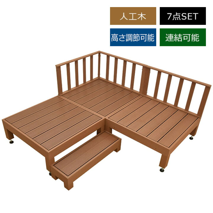 楽天市場】ウッドデッキ 人工木 0.75坪 7点セット ブラウン 