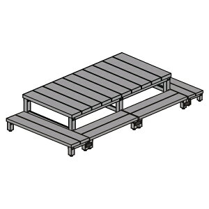 【送料無料】人工木×アルミ アトラス5点セット(縁台+ステップ)段床仕様 ブラウン/グレー 高さ調整OK・簡単組立庭 縁側 DIY ウッドデッキ 段差解消 屋外 ベンチ ガーデンファニチャー