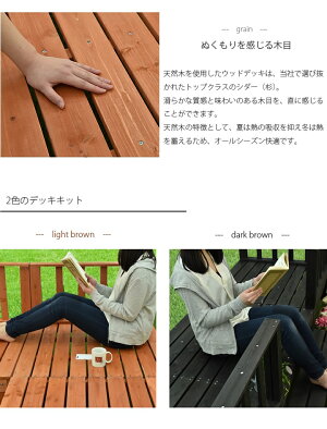 楽天市場 本格組立式 ウッドデッキ Diy キット 7点x2セット 天然木 シダー製 1 5坪 ダークブラウン 木製デッキ 送料無料 ウッドデッキ エクステリア リーベ
