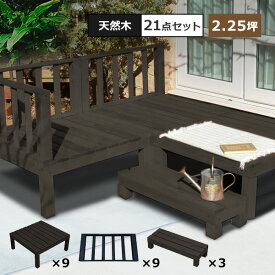 【5%OFFクーポン4/29 23：59迄】ウッドデッキ DIY キット 7点x3セット 天然木 シダー製 2.25坪 ダークブラウン 木製デッキ 送料無料 庭 屋外 ガーデニング ペット 縁台 エクステリア 縁側 ガーデン ステップ フェンス付き ウッドテラス ガーデンデッキ 庭先 おしゃれ