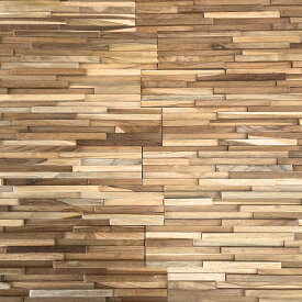 ウッドタイル ウッド パネル 壁 チーク 天然木 10枚入り バリ風 壁パネル ウォールパネル ウッドモザイク ロックンウォール 3Dウッド 木製 壁材 木材 チーク材 断熱 DIY 模様替え おしゃれ アジアン 西海岸風 エスニック