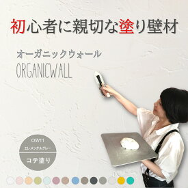 《楽天ランキング1位 6冠獲得》壁紙 の上から塗れる 塗料 塗り壁 オーガニックウォール エレメンタル グレー ｜ 塗る壁紙 壁塗り しっくい 簡単 塗れる 練り 漆喰 珪藻土 塗料 壁 壁材 壁紙 塗る だけ 屋内 内装 室内 壁 DIY 模様替え カラー ペイント リノベ リフォーム