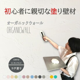 《楽天ランキング1位 6冠獲得》壁紙 の上から塗れる 塗料 塗り壁 オーガニックウォール カーボン ブラック ｜ 塗る壁紙 壁塗り しっくい 簡単 塗れる 練り 漆喰 珪藻土 塗料 壁 壁材 壁紙 塗る だけ 屋内 内装 室内 壁 DIY 模様替え カラー 黒 ペイント リノベ リフォーム