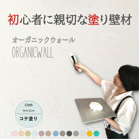 《楽天ランキング1位 6冠獲得》壁紙 の上から塗れる 塗料 塗り壁 オーガニックウォール ライトミント ｜ 塗る壁紙 壁塗り しっくい 簡単 塗れる 練り 漆喰 珪藻土 塗料 壁 壁材 壁紙 塗る だけ 屋内 内装 室内 壁 DIY 模様替え カラー 緑 ペイント リノベ リフォーム