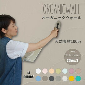 【おトクな3箱セット 合計60キロ】オーガニックウォール 塗り壁 漆喰 珪藻土 DIY リフォーム リノベ 壁 内装 天然素材 自社製 しっくいより安心 ビニールクロスの上からでも OW-9 ラスティックグレー 無機質 マット インダストリアル 送料無料 【売れ筋】【当店オススメ】