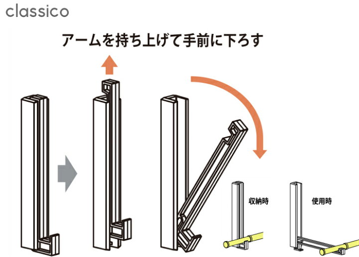 楽天市場】室内物干し クラシコ 2本1組 物干し竿セット ルームハンガーブラケット 石膏ボードに簡単取付 折りたたみ可 : DIYパートナー 楽天市場】室内物干し クラシコ 2本1組 物干し竿セット ルームハンガーブラケット 石膏ボードに簡単取付 折りたたみ可 : DIYパートナー