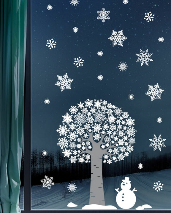 楽天市場 ウォールステッカー クリスマス 飾り 雪 結晶 サンタクロース クリスマスツリー 雪だるま 両面印刷 飾り 北欧 装飾 壁紙 木 英字 英文 英語 裏から見てもキレイ ガラス 窓 ベランダ メリークリスマス スノーマン 白 ホワイト おしゃれ 冬 デコレーションシール