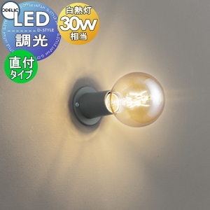 照明 おしゃれ ライトオーデリック ODELIC 小型シーリングライトOL251716LC1 チャコールグレー色LED電球クリアボール球形  調光・白熱灯40W相当 フィラメントランプを簡素なスタイルで | あかりＳＨＯＰ　Ｄ-ＳＴＹＬＥ