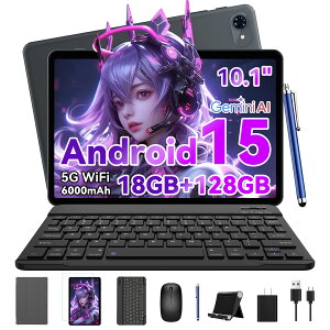�yAndroid 15 �^�u���b�g �Z�b�g�o�� wi-fi���f�� �zT80 �^�u���b�g 10�C���` �L�[�{�[�h�t�� 18GB+128GB+2TB�g���AGemini 2.0 AI�A6000mAh Type-C�[�d 1280*800 IPS��� 5G/2.4G WiFi �������e/��ʕ���/���掋�� �L�[
