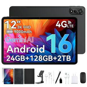 �y����N�[�|����24,900�~�zNexall N90 �^�u���b�g Android 16 12�C���` 24GB+128GB �A���h���C�h Tablet YouTube���� 8�R�ACPU Wi-Fi���f�� ���� 9000mAh��e�� �}���[�d 4G LTE�ʘb 16MP/8MP�J���� �������� ��ʕ�