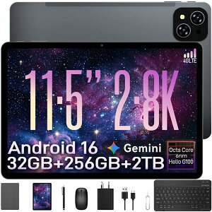 �y�N�[�|����29,980�~�I�zAndroid16 �^�u���b�g G100 2.8K 11.5�C���` SIM�t���[ 4G LTE�Ή� �w�K�E����E�d���Ή� 32GB RAM+256GB ROM+2TB�g�� 8000mAh �����ԃo�b�e���[ Widevine L1�Ή� GPS ��F�� ���C�����X���e 