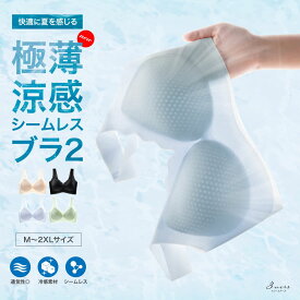 【月間優良ショップ受賞店舗！高評価4.41】極薄涼感シームレスブラ2 ノンワイヤー ワイヤーなし ブラジャー 夏用 夏 涼しい 冷感 接触冷感 クール/あす楽/送料無料