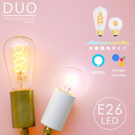 エジソンバルブLEDスマートDUO E26 Wi-Fi電球 エジソンバルブ スマート電球 冷暖調色機能付き 調光 LED電球 AIスピーカー アレクサ グーグルホーム対応 音声操作 アプリ 電球色 昼白色 昼光色 おしゃれ かわいい ボール球【レビューで延長保証】