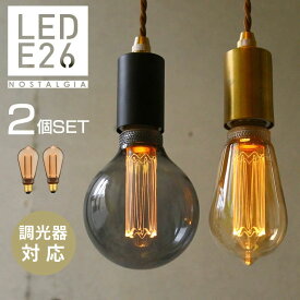 【2個セット】LED電球 E26 エジソンバルブLED ノスタルジア エジソン電球 フィラメント電球 調光器対応 電球色 ダイニング照明 キッチン照明 ペンダントライト 2灯 ブラケットライト 新築 レトロ アンティーク ヴィンテージ