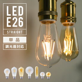 【調光器対応】エジソンバルブ E26 LED LED電球 4W 100V 口金E26 電球 照明 エジソン電球 真っすぐ線 ストレート フィラメントLED エジソン球 ボール球 ボール型 チューブ型 ミニ 裸電球 レトロ おしゃれ 省エネ ランプ ライト 間接照明 インテリア 電球色 暖色