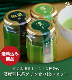 【送料込み】点てる抹茶1・2・3杯分の濃度別抹茶プリン食べ比べセット（4個入り：薄・濃・極濃抹茶味＋ほうじ茶味） 御中元 お中元 夏 ギフト 御祝 お供え 内祝 お菓子 洋菓子 スイーツ プレゼント お祝い 記念日 お礼 お取り寄せ 瓶 のし対応 【冷凍】